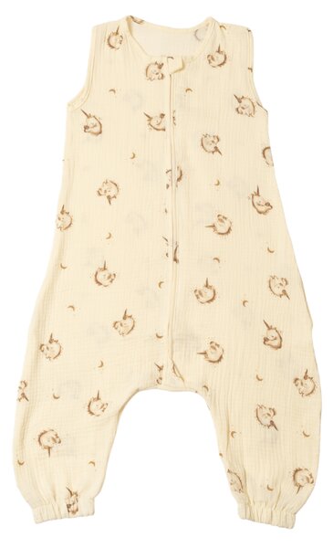 Sac de dormit cu picioare de vara 6-18 luni pentru bebelusi si copii, muselina dubla din bumbac 100%, 0.3 TOG, Kidizi Unicorn Tales