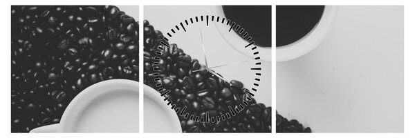 Tablou cu cafea (cu ceas) (90x30 cm)