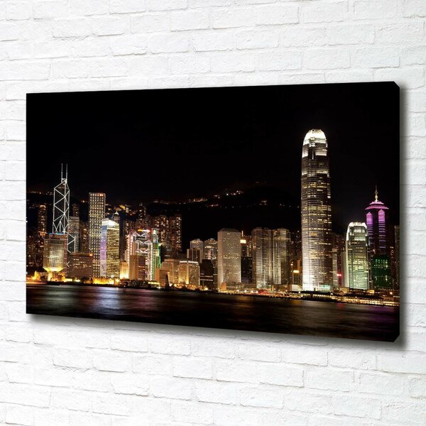 Tablou canvas Hong Kong pe timp de noapte