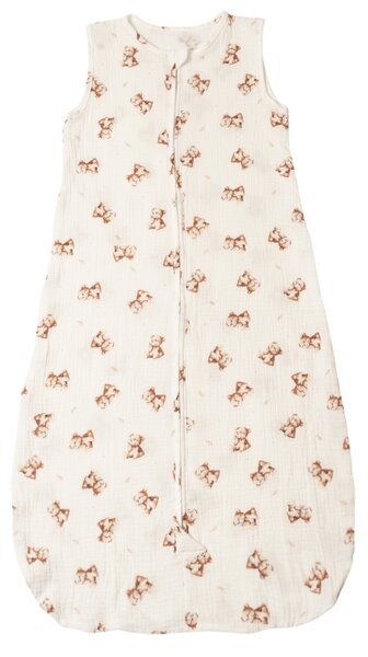 Sac de dormit de vara pentru copii 18-36 luni Kidizi Teddy Tales, muselina dubla bumbac 100%, 0.3 TOG, respirabil si usor