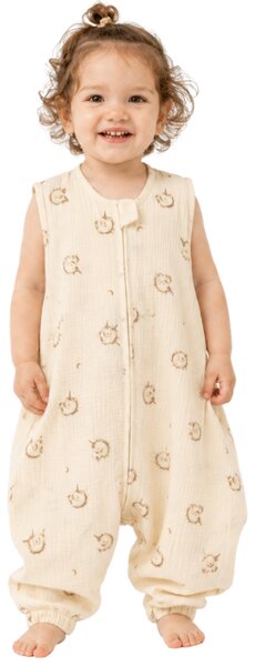 Sac de dormit cu picioare de vara 18-36 luni pentru bebelusi si copii, muselina dubla din bumbac 100%, 0.3 TOG, Kidizi UnicornTales