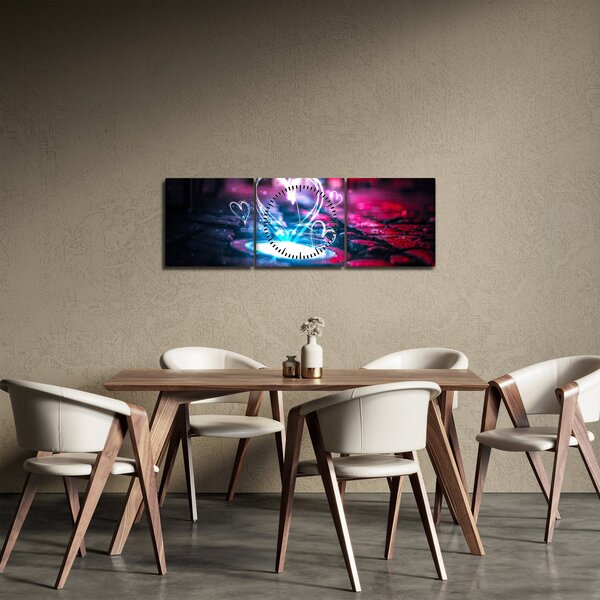 Tablou cu inima iluminată (cu ceas) (90x30 cm)