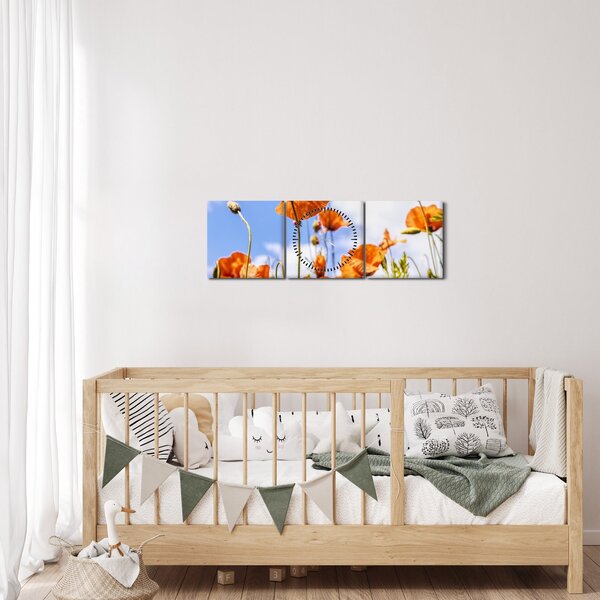 Tablou cu macii (cu ceas) (90x30 cm)