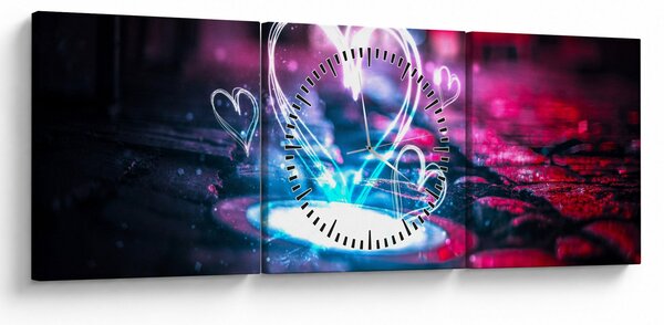 Tablou cu inima iluminată (cu ceas) (90x30 cm)