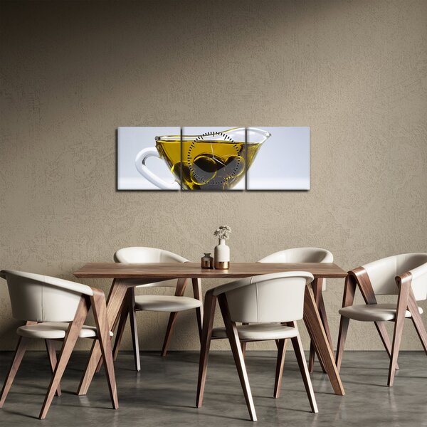 Tablou cu ulie de măsline (cu ceas) (90x30 cm)