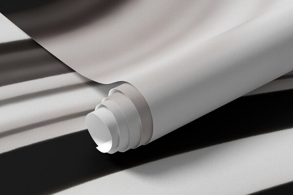 Tapet Fototapet abstract cu valuri curgătoare alb-negru, într-un stil modern minimalist, Imagini de fundal unice, w09877 : Uwalls.ro