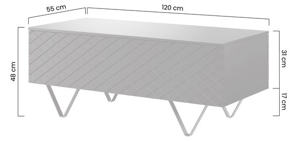 Măsuță de cafea Scalia 120 2K cu spațiu de depozitare - Labrador mat / picioare aurii