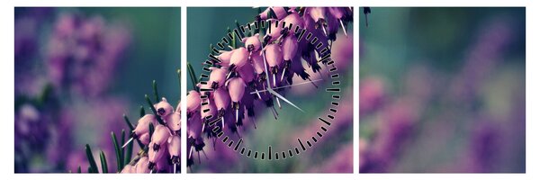 Tablou cu floare violetă (cu ceas) (90x30 cm)