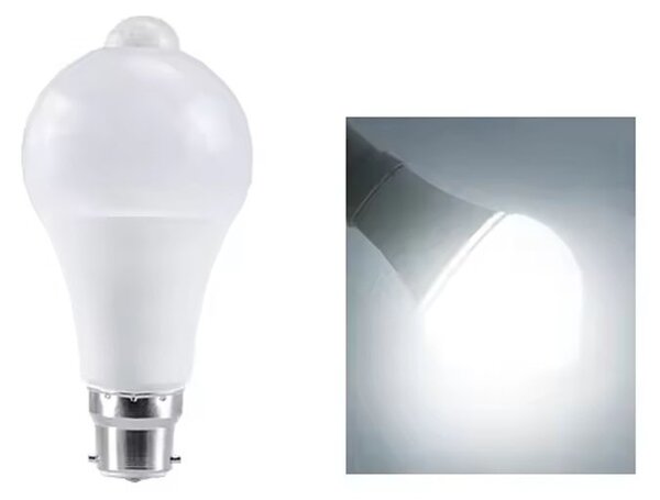Bec cu senzor miscare, 12W, soclu E27, lumina alb rece