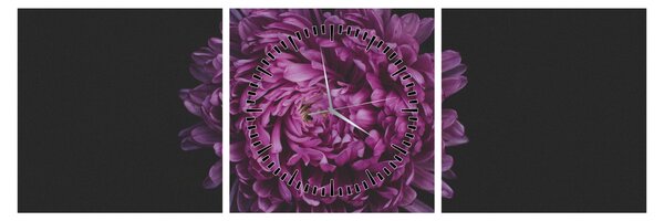 Tablou cu floare violetă (cu ceas) (90x30 cm)