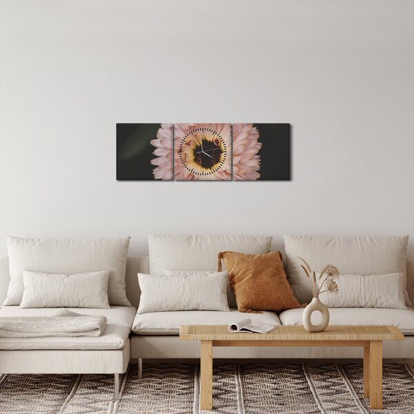 Tablou cu floare portocalie (cu ceas) (90x30 cm)