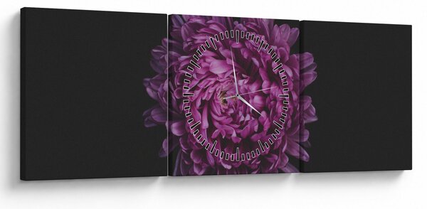 Tablou cu floare violetă (cu ceas) (90x30 cm)