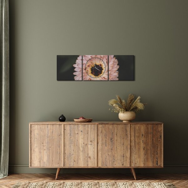 Tablou cu floare portocalie (cu ceas) (90x30 cm)