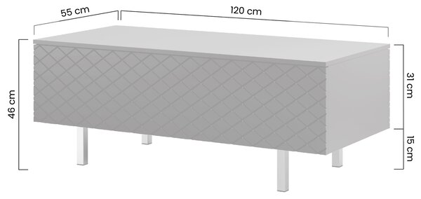 Măsuță de cafea cu spațiu de depozitare Scalia II 120 2K - labrador mat / picioare aurii
