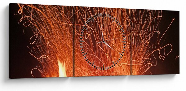 Tablou cu focul (cu ceas) (90x30 cm)