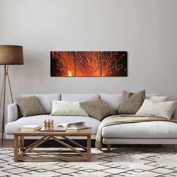 Tablou cu focul (cu ceas) (90x30 cm)