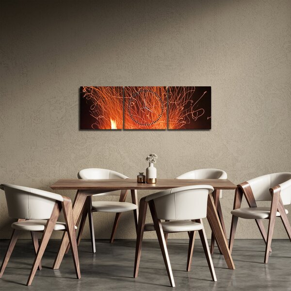 Tablou cu focul (cu ceas) (90x30 cm)
