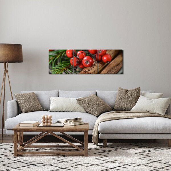 Tablou cu rowan și scorțișoară (cu ceas) (90x30 cm)