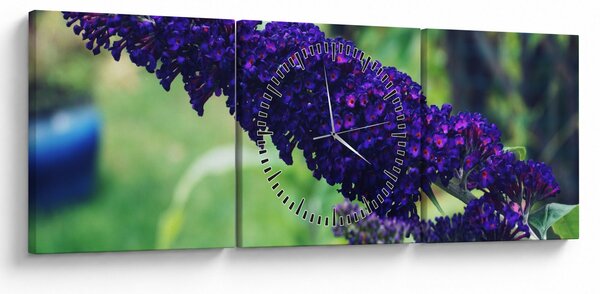 Tablou cu floare albastră (cu ceas) (90x30 cm)