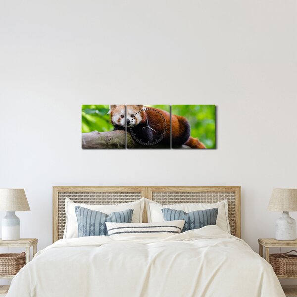 Tablou cu panda roșie (cu ceas) (90x30 cm)