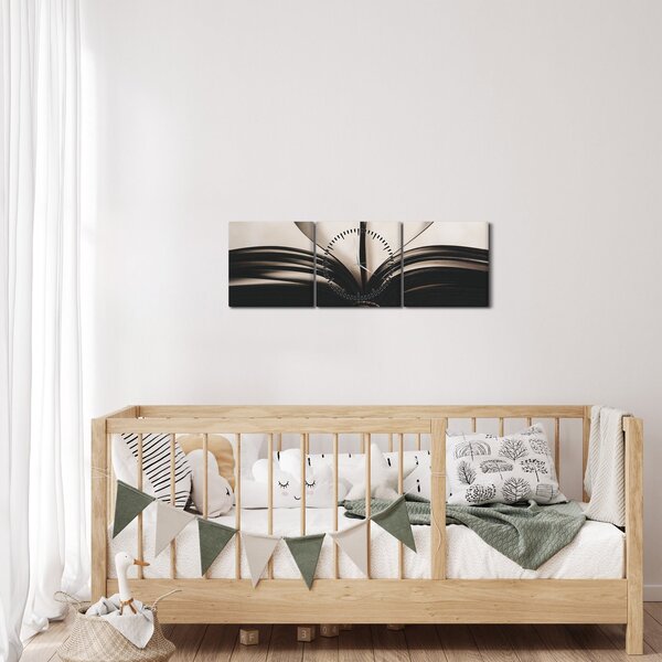 Tablou cu carte (cu ceas) (90x30 cm)