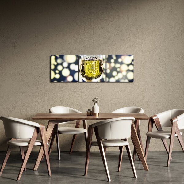 Tablou cu șampanie (cu ceas) (90x30 cm)