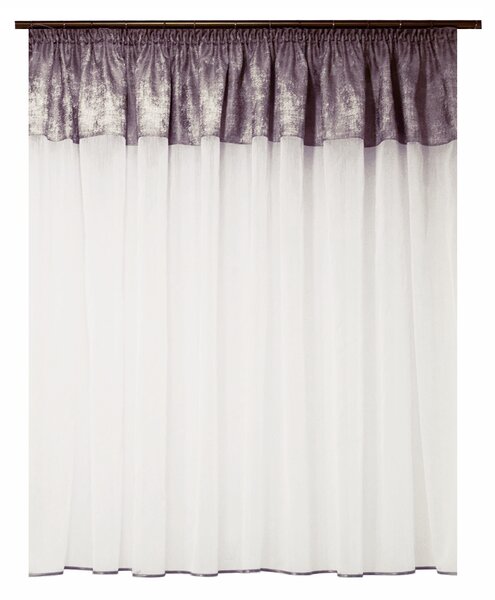 Perdea Velaria alba cu tafta lila, 295x155 cm