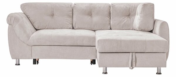 Colțar Extensibil MERLIN, cu lada depozitare, variante stânga/dreapta, 230 x 190 x 93 cm, Gri-Taupe-Enjoy / Dreapta