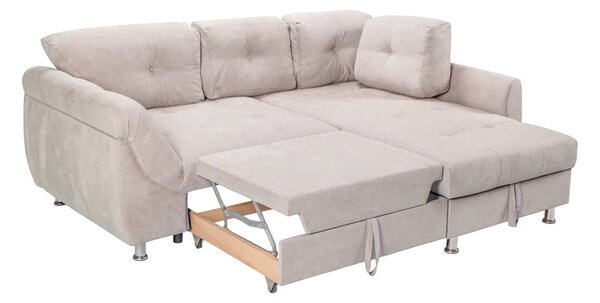 Colțar Extensibil MERLIN, cu lada depozitare, variante stânga/dreapta, 230 x 190 x 93 cm, Gri-Taupe-Enjoy / Dreapta
