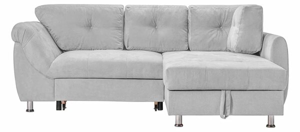 Colțar Extensibil MERLIN, cu lada depozitare, variante stânga/dreapta, 230 x 190 x 93 cm, Gri-Deschis-Enjoy / Dreapta