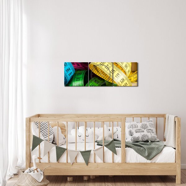 Tablou cu metri colorați (cu ceas) (90x30 cm)