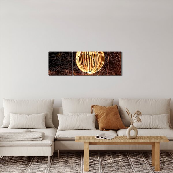 Tablou cu bilă iluminată (cu ceas) (90x30 cm)