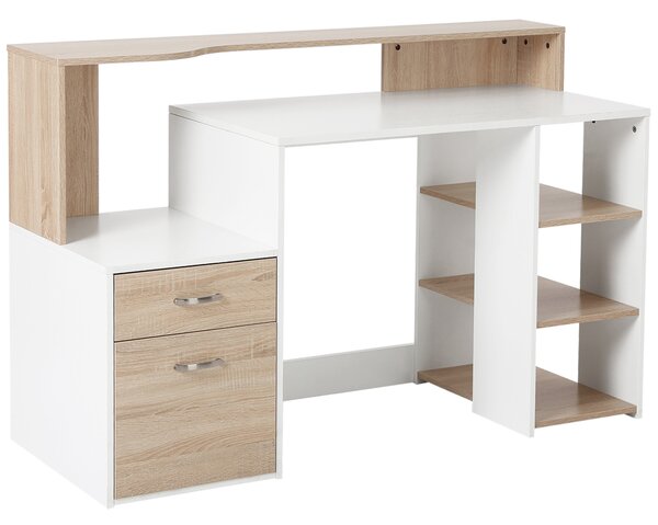 HomCom Homcom Masa de Birou Moderna pentru Computator cu Rafturi din Lemn MDF 140x55x92cm