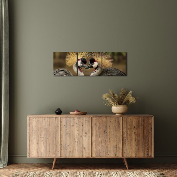 Tablou cu păsări (cu ceas) (90x30 cm)
