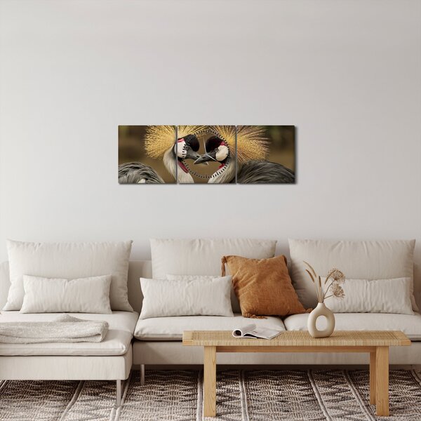 Tablou cu păsări (cu ceas) (90x30 cm)