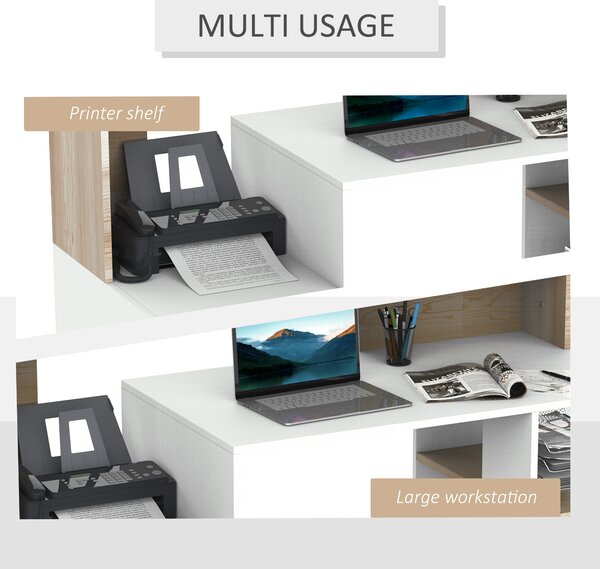 HomCom Homcom Masa de Birou Moderna pentru Computator cu Rafturi din Lemn MDF 140x55x92cm