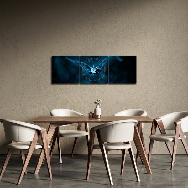 Tablou cu bufnița zburând (cu ceas) (90x30 cm)