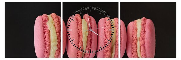 Tablou cu macarons (cu ceas) (90x30 cm)