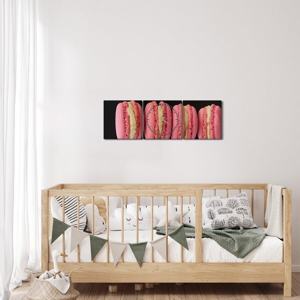 Tablou cu macarons (cu ceas) (90x30 cm)