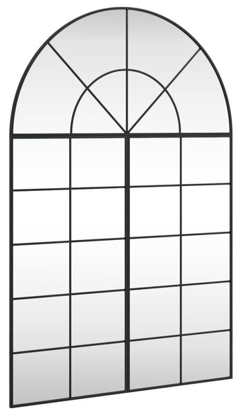 Oglindă de perete, negru, 100x150 cm, arcuită, fier