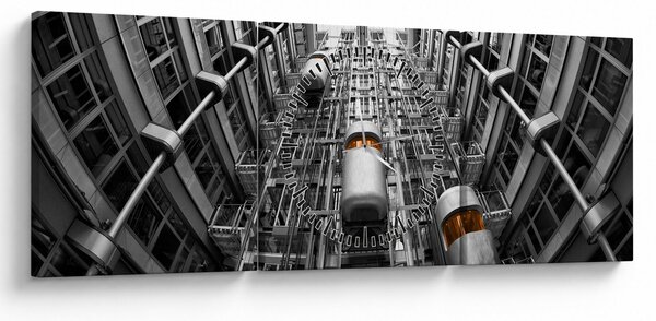 Tablou cu lift în clădire (cu ceas) (90x30 cm)