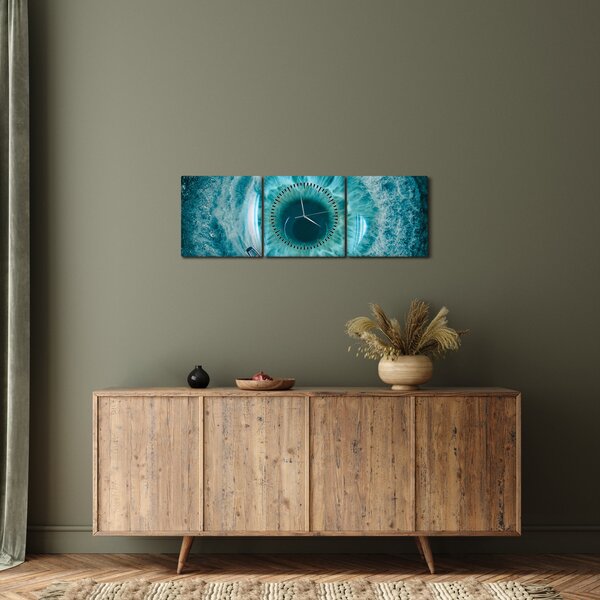 Tablou marea cu barca (cu ceas) (90x30 cm)