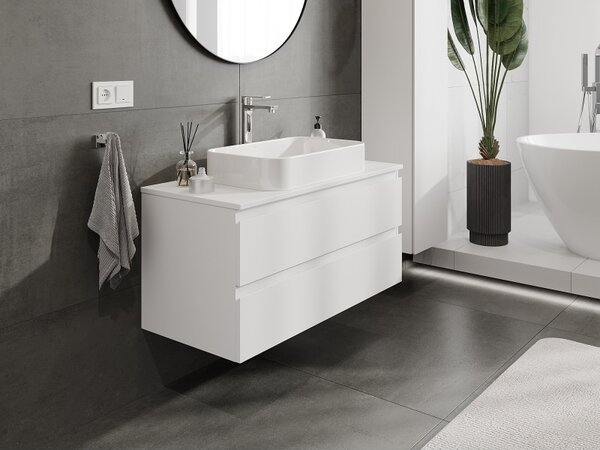 Mexen Orio, mobilier de baie 100 cm cu blat, 2 sertare, alb mat, 91A10-10047-2-BFFC01
