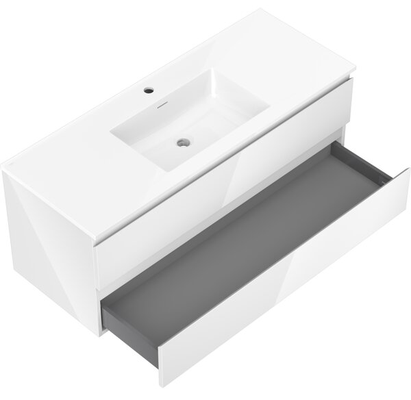 Mexen Orio, mobilier de baie 120 cm cu lavoar Otis, 2 sertare, alb lucios, 91A10-12047-2-BFF00-W18M00