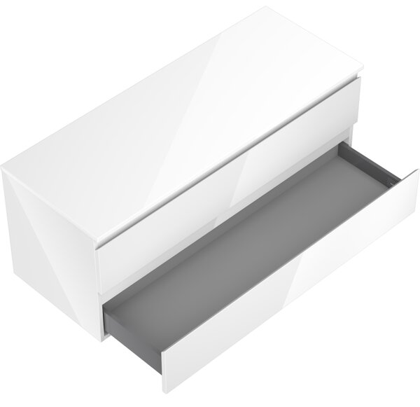 Mexen Orio, mobilier de baie 120 cm cu blat, 2 sertare, alb lucios, 91A10-12047-2-BFFC00