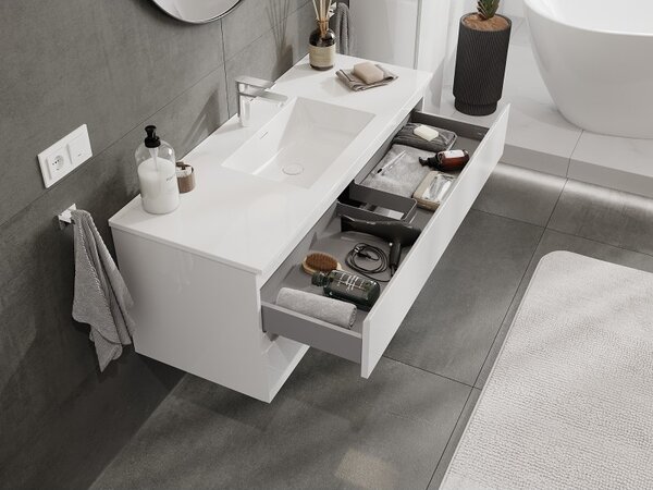 Mexen Orio, mobilier de baie 120 cm cu lavoar Otis, 2 sertare, alb lucios, 91A10-12047-2-BFF00-W18M00