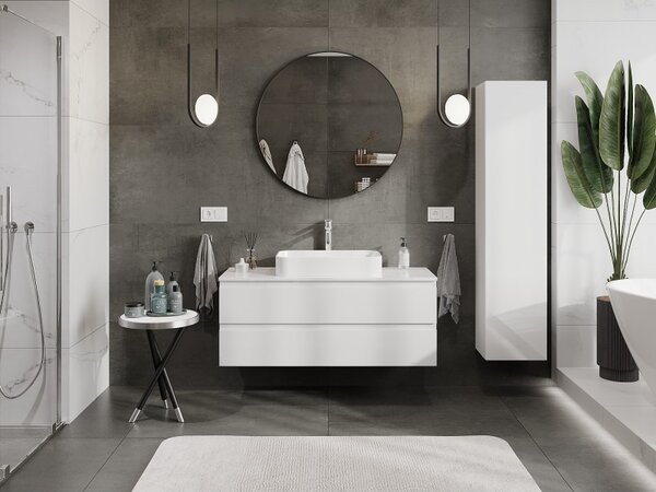 Mexen Orio, mobilier de baie 120 cm cu blat, 2 sertare, alb lucios, 91A10-12047-2-BFFC00