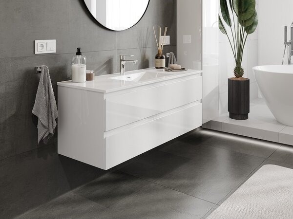 Mexen Orio, mobilier de baie 120 cm cu lavoar Otis, 2 sertare, alb lucios, 91A10-12047-2-BFF00-W18M00