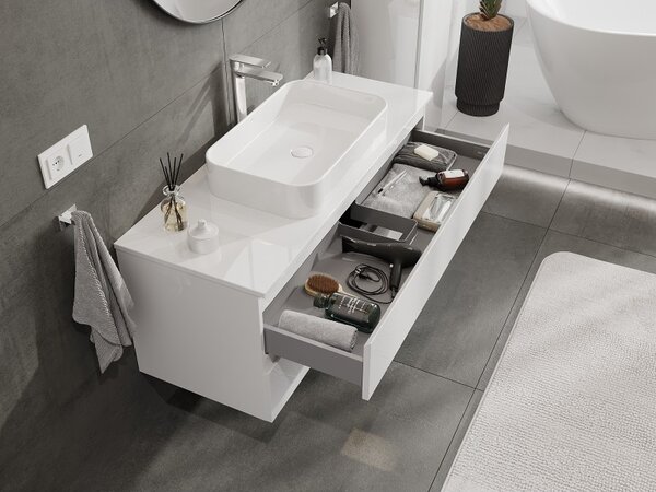 Mexen Orio, mobilier de baie 120 cm cu blat, 2 sertare, alb lucios, 91A10-12047-2-BFFC00