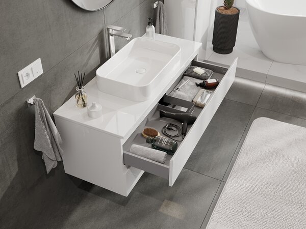 Mexen Orio, mobilier de baie 120 cm, 2 sertare, alb lucios, 91A10-12047-2-BFF00